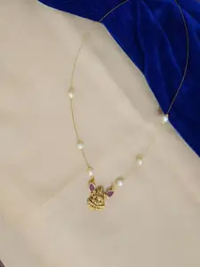 Anouk Gold-Plated Stone-Studded & Beaded Necklace