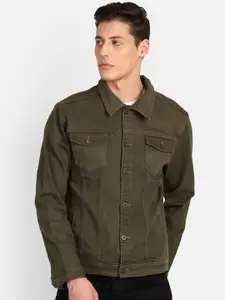 KLIZEN Men Spread Collar Denim Jacket