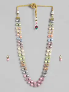 Anouk Multicolour Layered Pearl Necklace Set