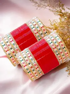 BeautyTrends Set Of 60 Zircon Studded Enamelled Chuda Bangle Set