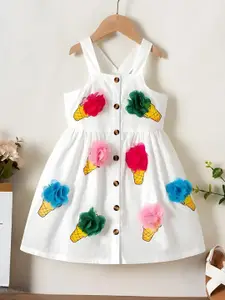 JIYAN FASHION WORLD Girls Conversational Print Fit & Flare Dress