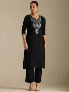 Soch Women Floral Embroidered Thread Work Straight Kurta