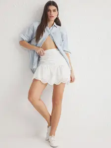 Trendyol Women Solid Schiffli Mini Skirts