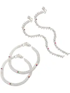 Lila Set Of 2 Silver-Plated Ghungroo Beaded Anklets