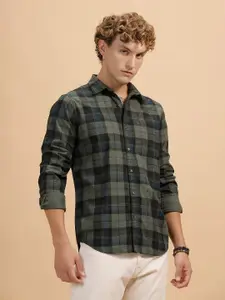 WROGN Comfort Slim Fit Tartan Checked Cotton Casual Shirt