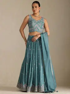 Soch Floral Embroidered Mirror Work Ready to Wear Lehenga & Blouse With Dupatta