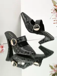 Flat n Heels Women Solid Block Pumps with Buckles