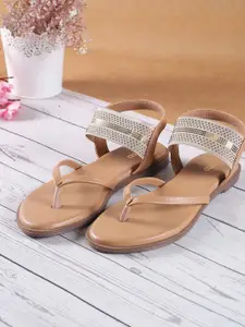 Metro Women Embellished Open Toe Flats