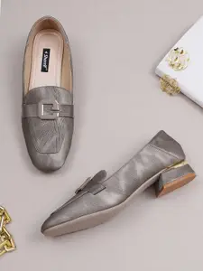 Sherrif Shoes Women  Embellished PU Block Pumps with Buckles