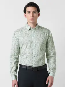 V Dot Conversational Printed Pure Cotton Slim Fit Casual Shirt