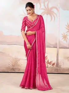 Anouk Bandhani Pure Chiffon Saree With Blouse Piece