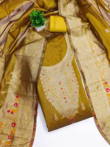 KALINI Floral Woven Design Zari Banarasi Jacquard Unstitched Dress Material