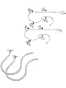 Lila Set Of 4 Silver-Plated Anklets