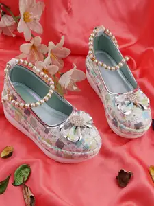 LMG Lifestyle Girls Embellished Flatform Peep Toes