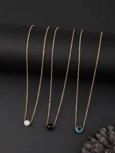 DressBerry Brass Gold-Plated Feather Necklace