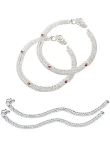 Lila Set Of 2 Ghungroo Beaded Anklets