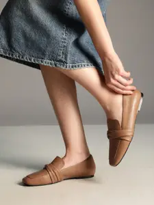 Kenneth Cole Leather Women Everyday Loafers With Twist Detail