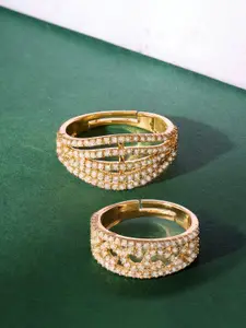 Zaveri Pearls Pack of 2 Cubic Zirconia Stone-Studded Adjustable Finger Rings