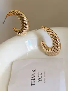 SUBHAGALANKAR Gold Plated Contemporary Half Hoop Earrings