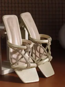 Try MeEmbellished Open Toe Kitten Sandals