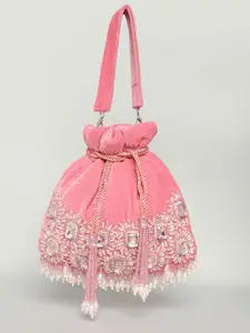 QAIDA FASHION Embellished Tasselled Oversized Bucket Sling Bag Handbags