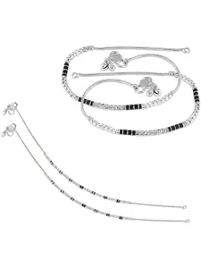 Lila Set Of 2 Ghungroo Beaded Anklets