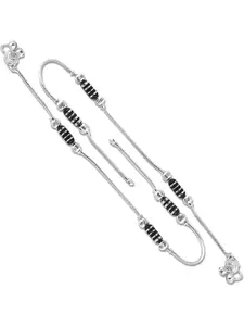 Heer Collection Silver-Plated Ghungroo Beaded Anklet