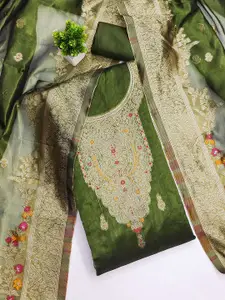 KALINI Floral Woven Design Zari Banarasi Jacquard Unstitched Dress Material