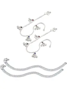 Lila Set Of 2 Ghungroo Beaded Anklets