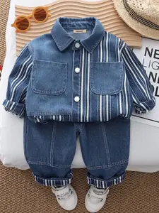 INCLUD Boys Striped Long Sleeves Shirt With Trousers