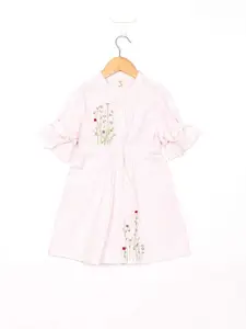 Sangria Girls Striped Embroidered Cotton A-Line Dress