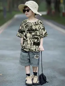 INCLUD Boys Printed Short Sleeves T-shirt With Shorts