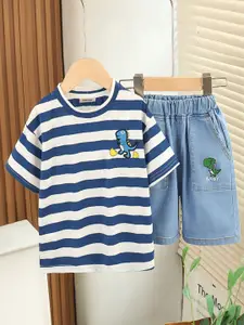 INCLUD Boys Striped Short Sleeves T-shirt With Shorts