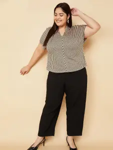 max Women Vertical Striped V-Neck Shirt Style Top