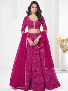 KALINI Printed Semi-Stitched Lehenga & Unstitched Blouse With Dupatta