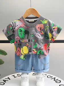 INCLUD Boys Printed Short Sleeves T-shirt With Shorts