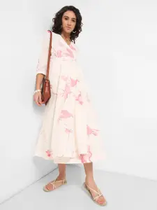 AKKRITI BY PANTALOONS Women Floral Printed Fit & Flare Midi Dress