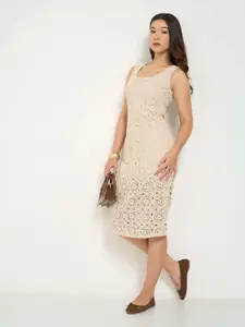 Honey by Pantaloons Women Self Design Cotton Sheath Dress