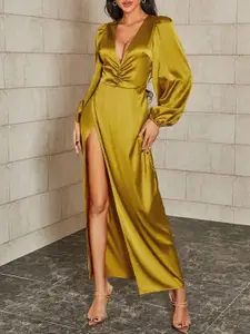 bebe Women Puff Sleeve Bodycon Maxi Dress