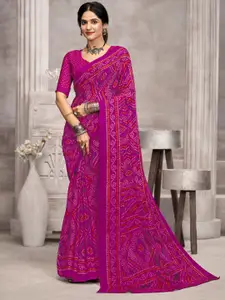 KALINI Pink Chiffon  Printed Daily Wear Saree