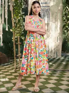 Stylum Women Floral Printed Gathered Empire Midi Dress