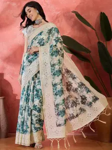 Sangria Digital Printed Embroidered Saree