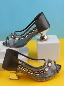 LMG Lifestyle Girls Embellished Kitten Heel Peep Toes