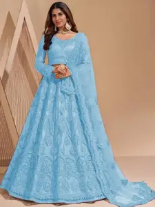 JULEE Embroidered Thread Work Semi-Stitched Lehenga & Unstitched Blouse With Dupatta