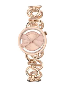 Ted Baker Women Brass Dial & Stainless Steel Wrap Around Straps Analogue Watch