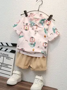 INCLUD Boys Printed Polo Collar T-shirt With Shorts