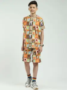 Monte Carlo Boys Printed Round Neck T-Shirt & Bermuda Shorts