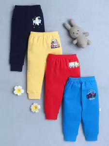 BUMZEE Infant Boys Pack Of 4 Printed Cotton Joggers