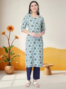 Anouk Rustic Floral Printed Round Neck Straight Kurta