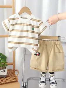 INCLUD Boys Striped Short Sleeves T-shirt With Shorts